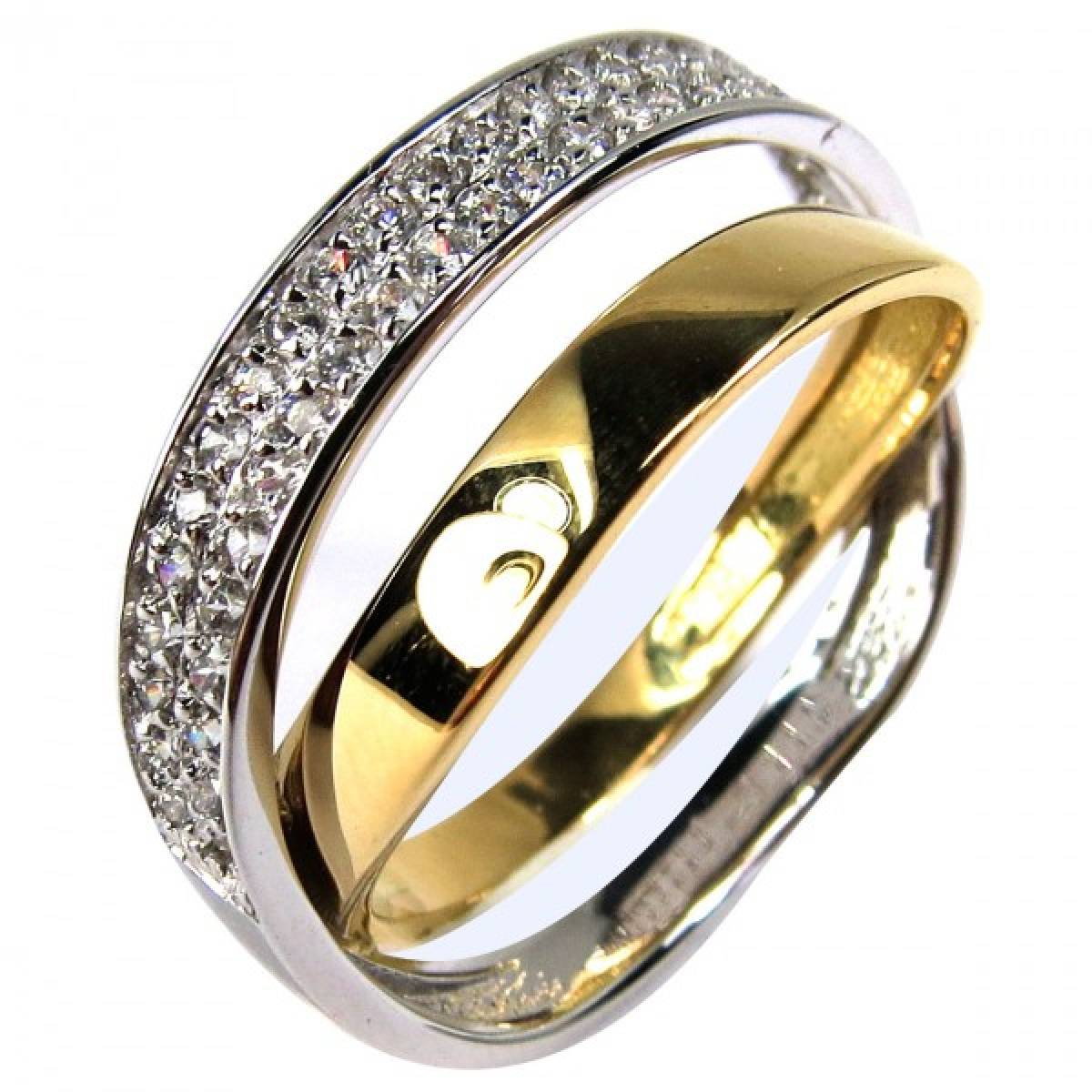 Anel de Noivado, ouro bicolor de 19,2 kts, com diamantes ou zircónias