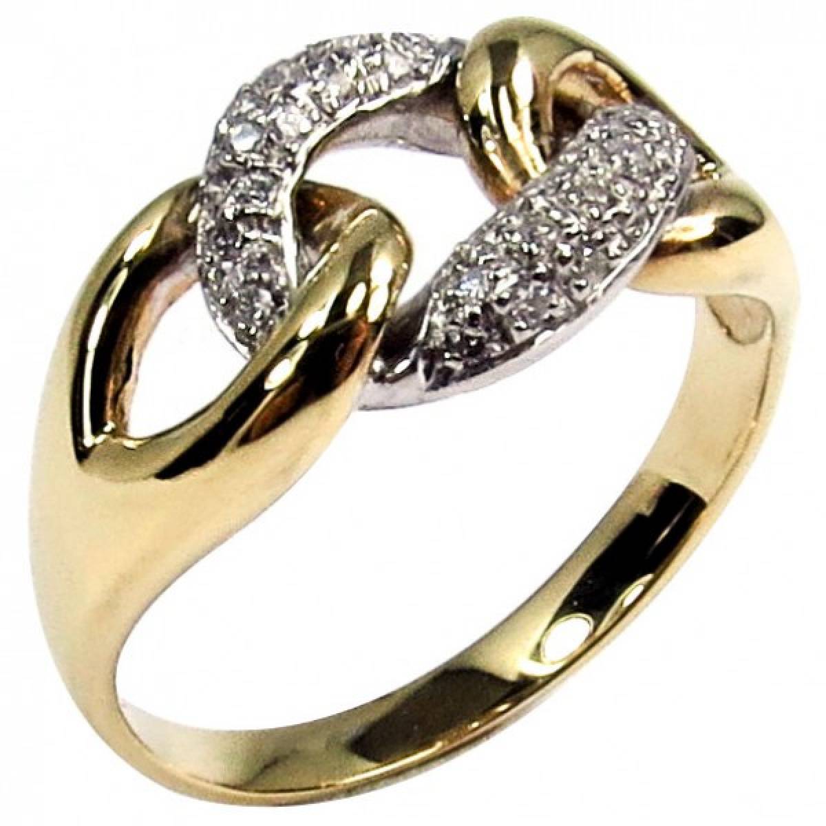 Anel de Noivado em Ouro Bicolor de 19,2 kts, com Diamantes ou Zircónias