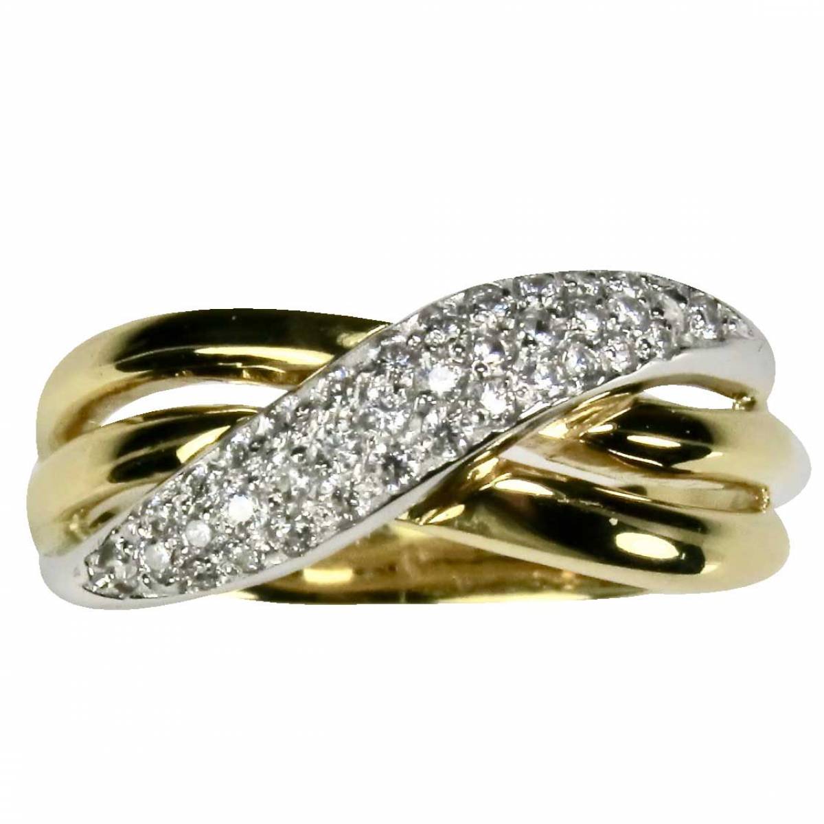 Anel de Noivado ouro bicolor de 9 e 19,2 kts, c/ diamantes ou zircónias
