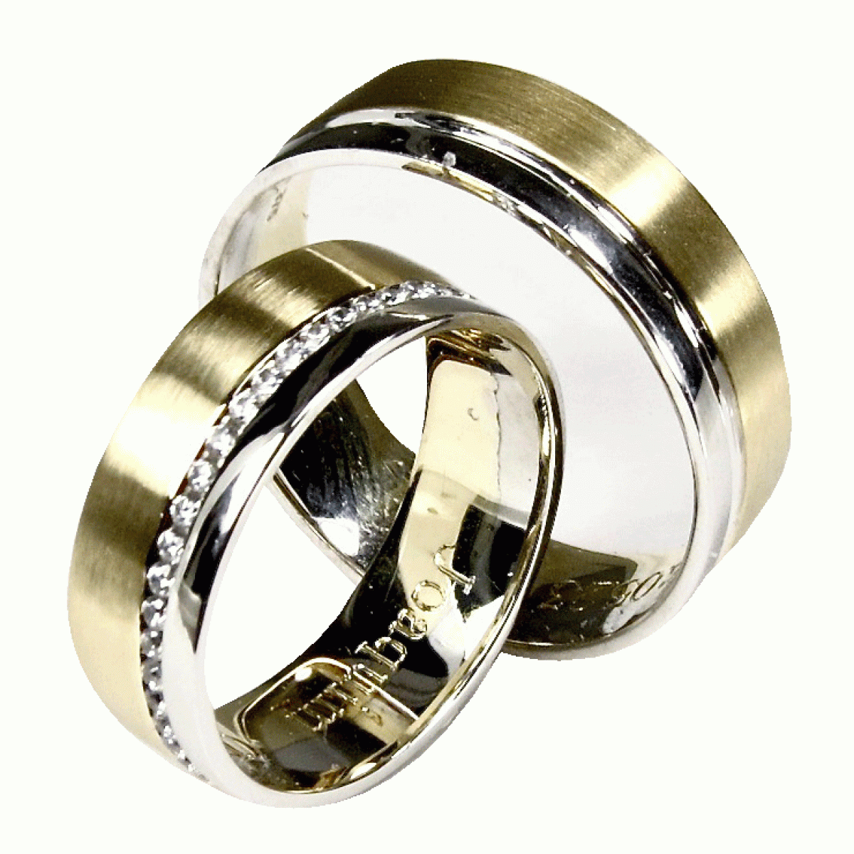 Alianças de Casamento, Ouro Bicolor com 42 Diamantes de 0,62 CTS