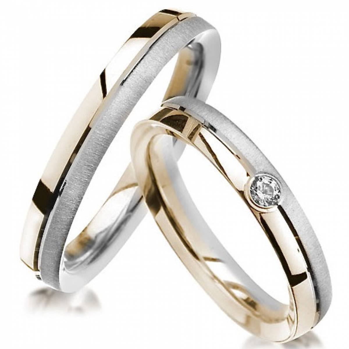Alianças de Casamento em Ouro Bicolor de 9 e 19,2 kts Diamantes ou Zircónias