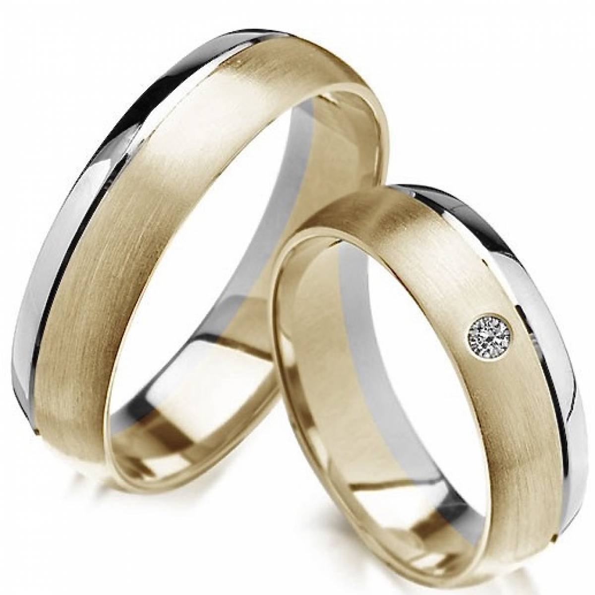 Alianças de Casamento em Ouro Bicolor de 9 e 19,2 kts Diamantes ou Zircónias