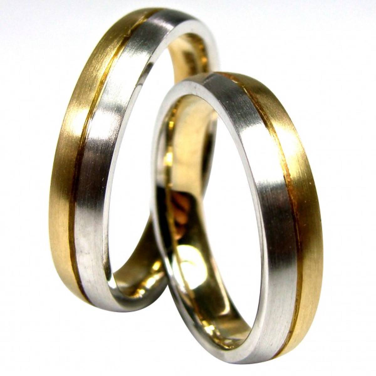 Alianças de Casamento foscadas, bicolores em ouro de 9 e 19 kts